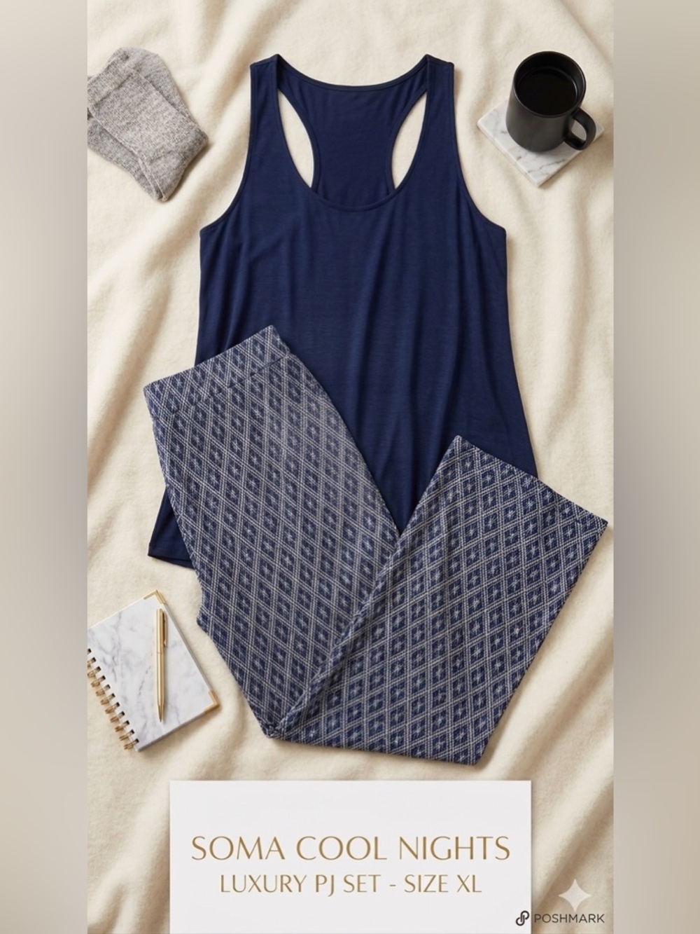 Soma Cool Nights 2PC Lounge Set XL Long Racerback Cami Pants